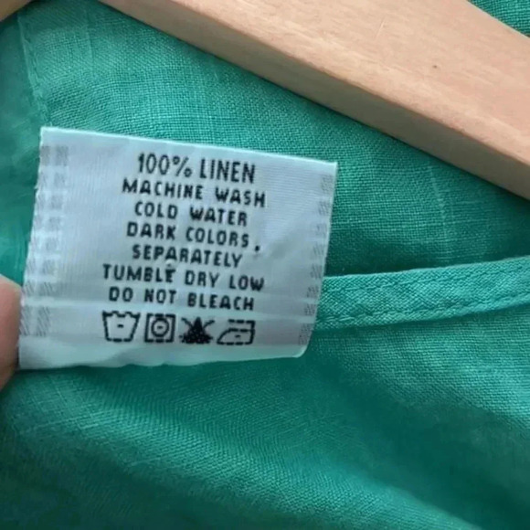 Click XS green linen dress with front pockets - Picture 4 of 4